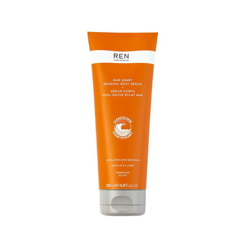 REN Clean Skincare AHA Exfoliating Moisturizing Body Serum - Lactic Acid & Shea Butter Exfoliator for Dead Skin Cells, Helps to Smooth Rough and Bumpy Skin, Even Out Pigmentation & Strawberry Legs